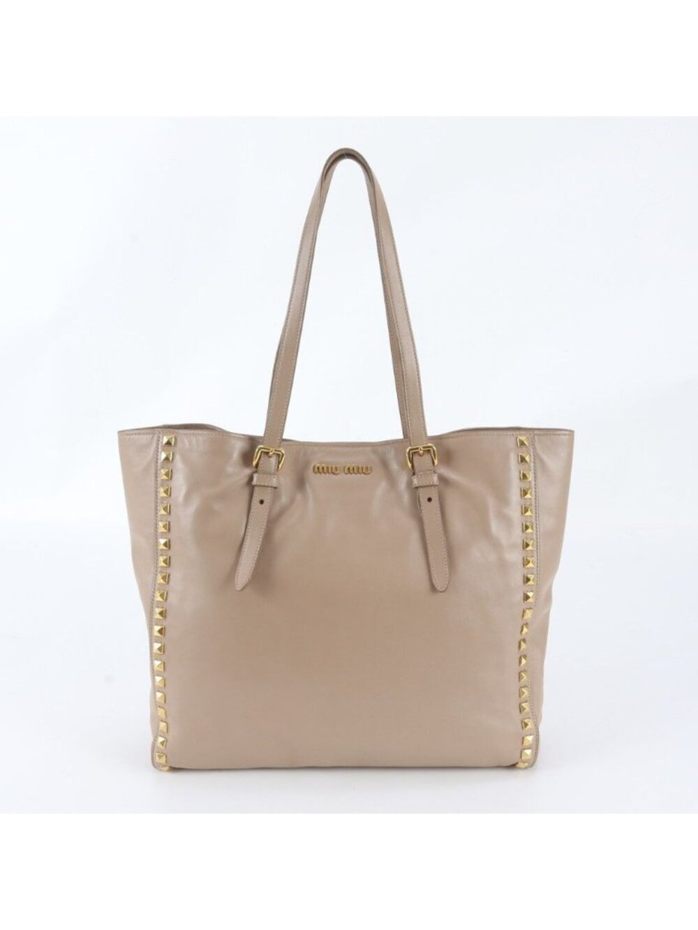 Miu Miu Studs Leather Tote Bag Shoulder Hand